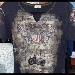 black, grunge, motorcycle tee, size medium